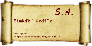 Simkó Azár névjegykártya